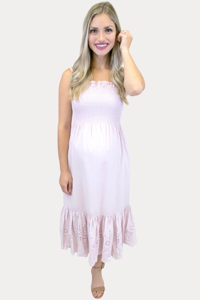 embroidered bottom maternity dress