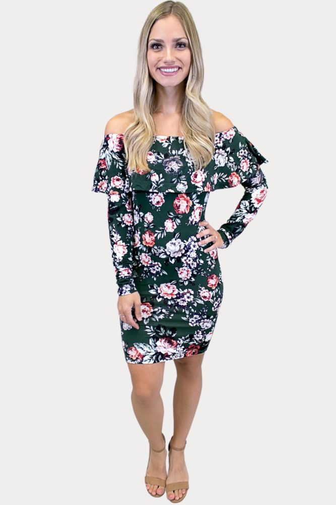 floral dress with long sleeves