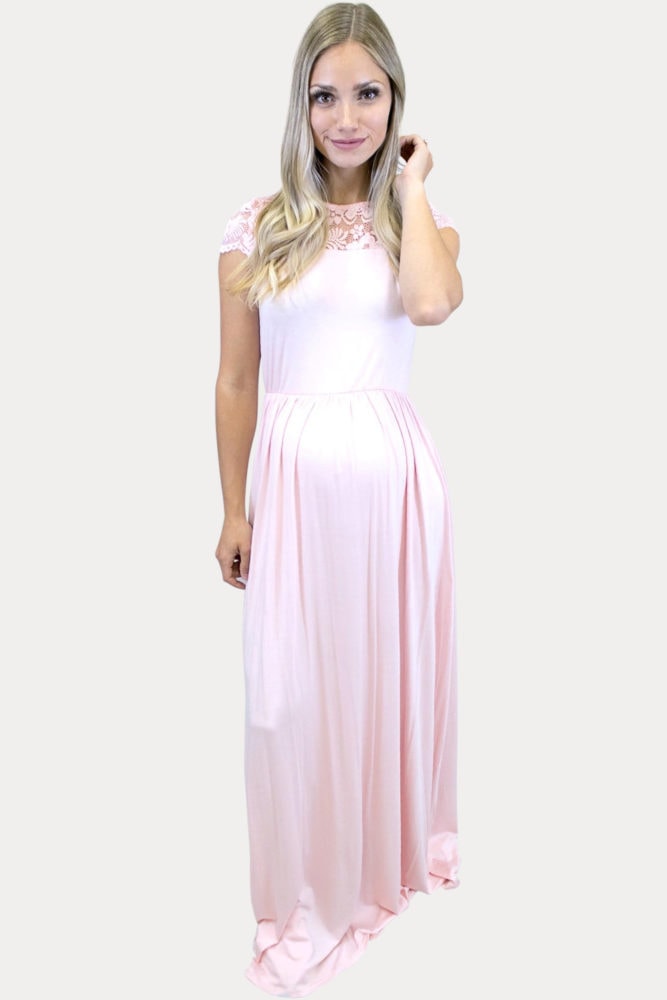 high neck maternity maxi dress