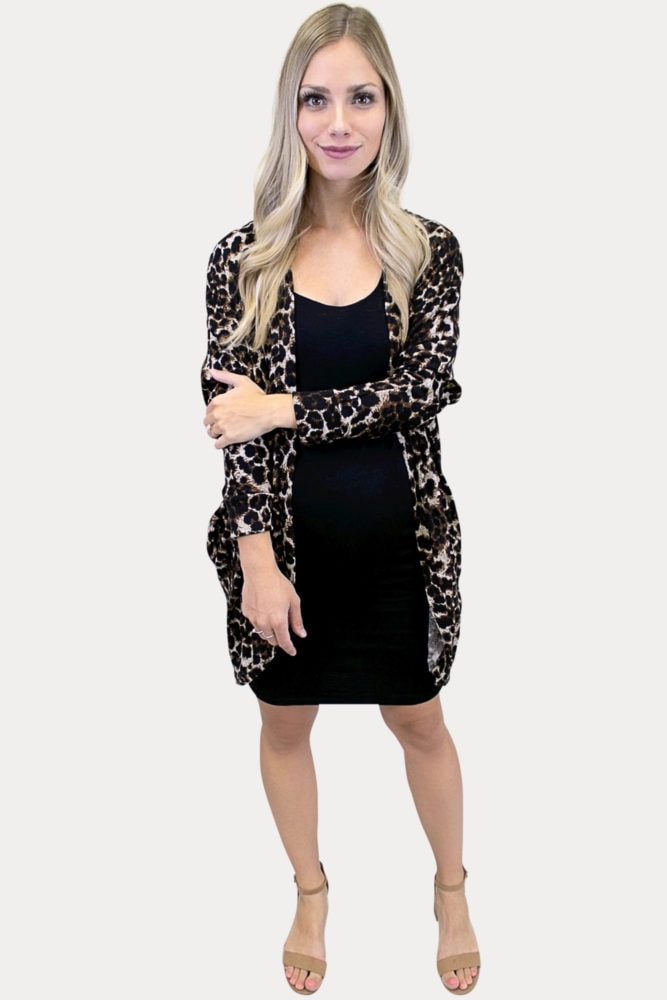leopard print maternity cardigan