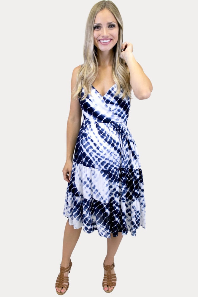 tie dye midi maternity dress