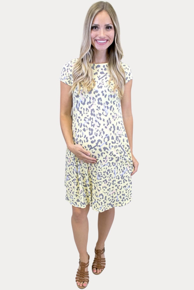 yellow leopard maternity dress