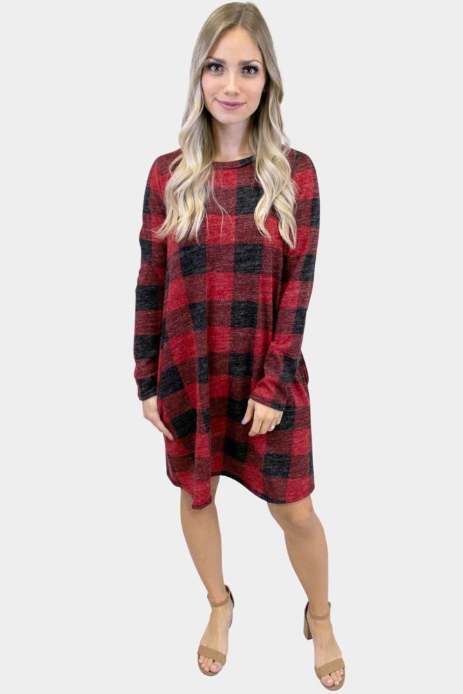 red buffalo plaid dress