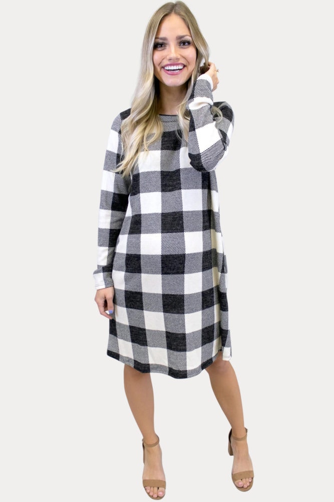 buffalo plaid pregnancy dress