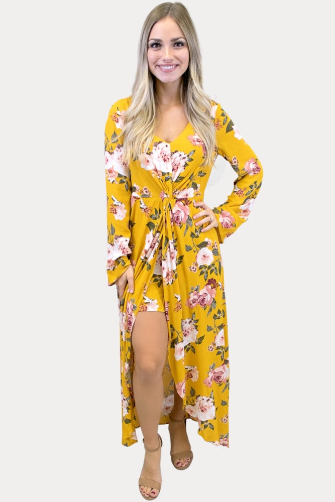 v-neck floral maxi