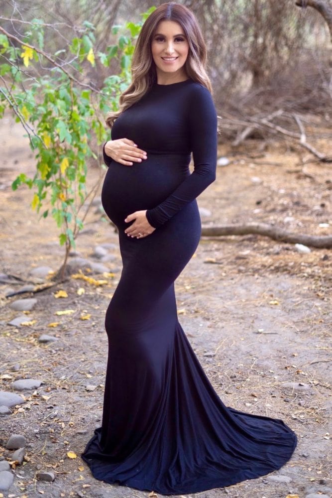 maternity gown with mock neck