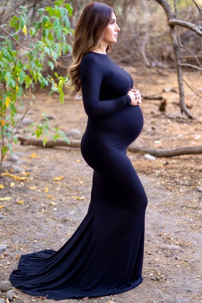 maternity gown with mock neck