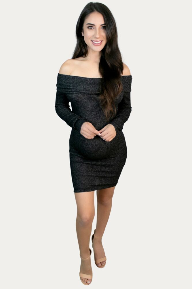 long sleeve ribbed maternity dress