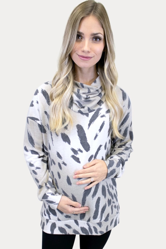 animal print maternity tunic