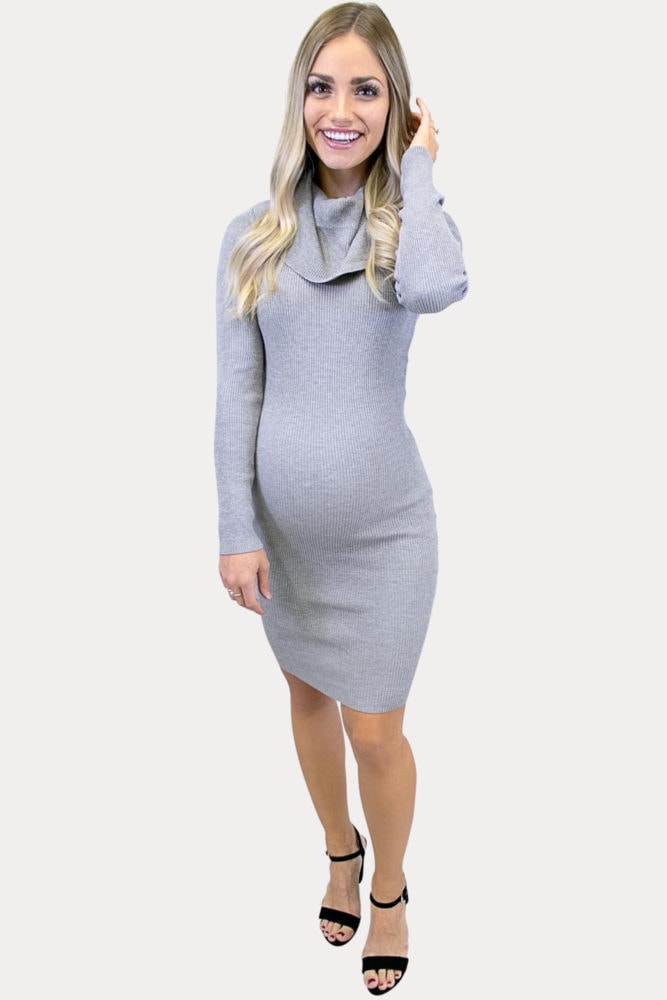 grey maternity sweater dress