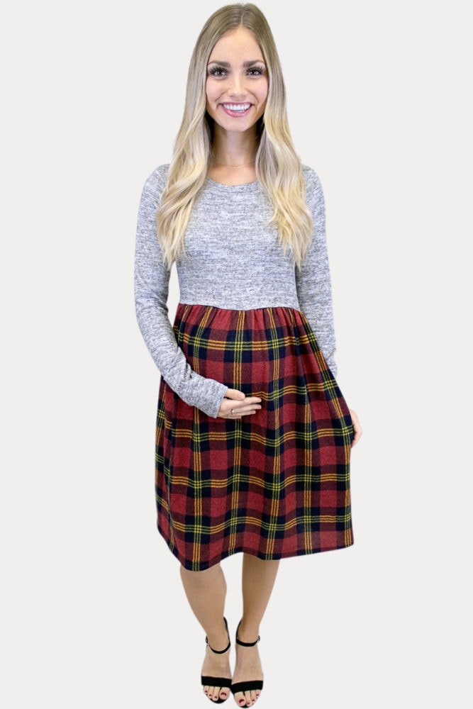 plaid pregnancy dress