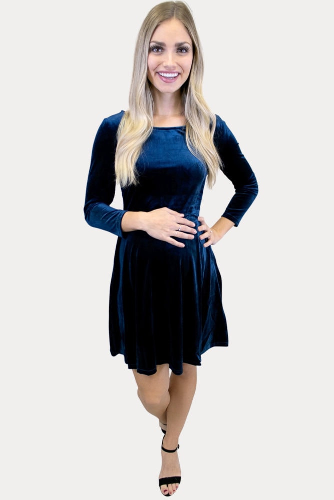 velvet long sleeve maternity dress