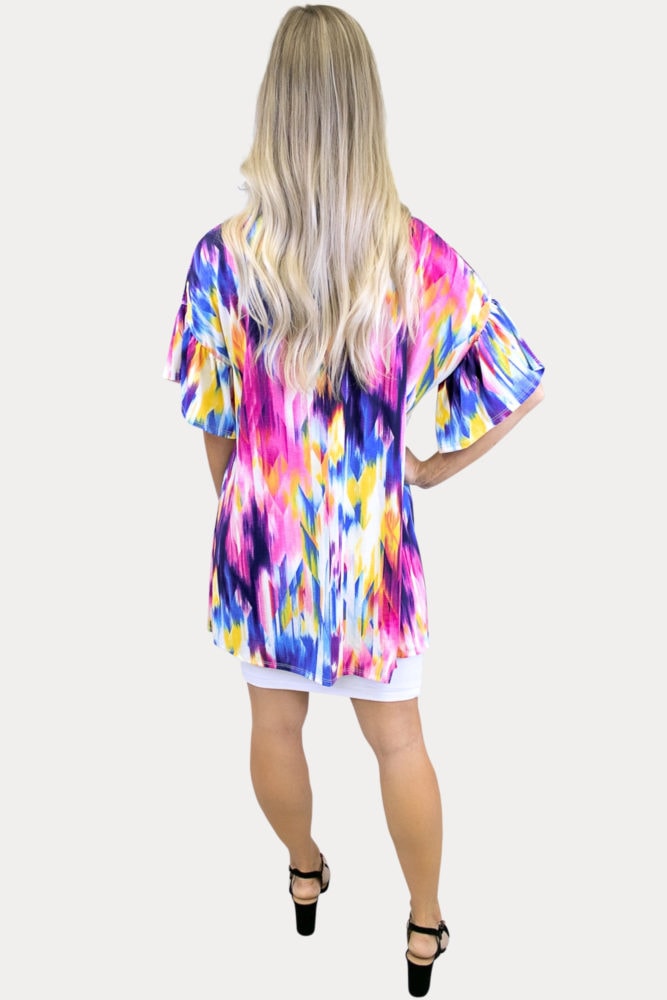 multi colored maternity cardigan