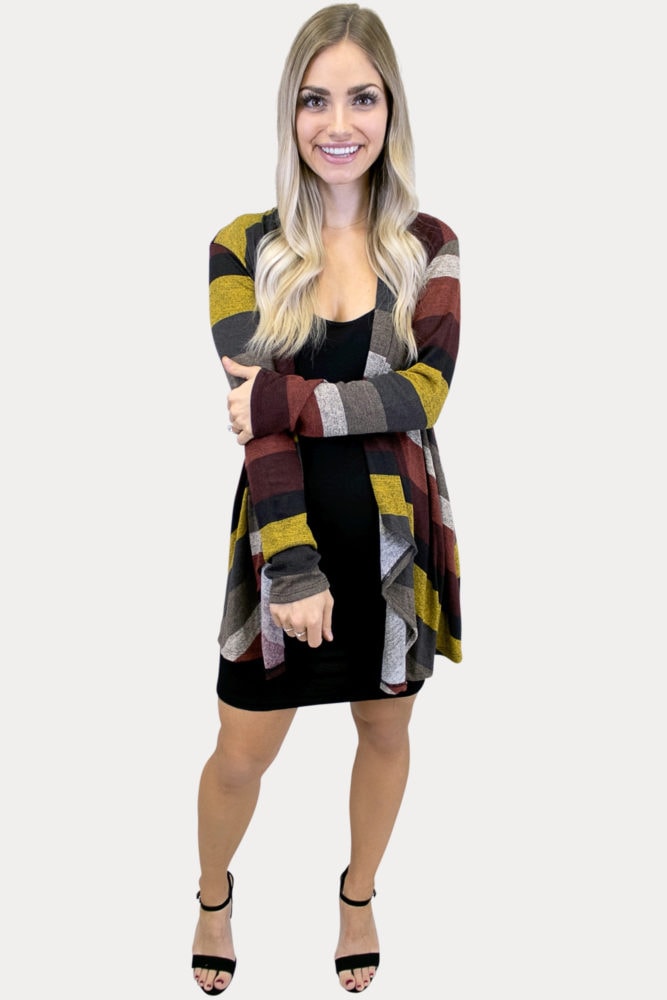 striped maternity cardigan