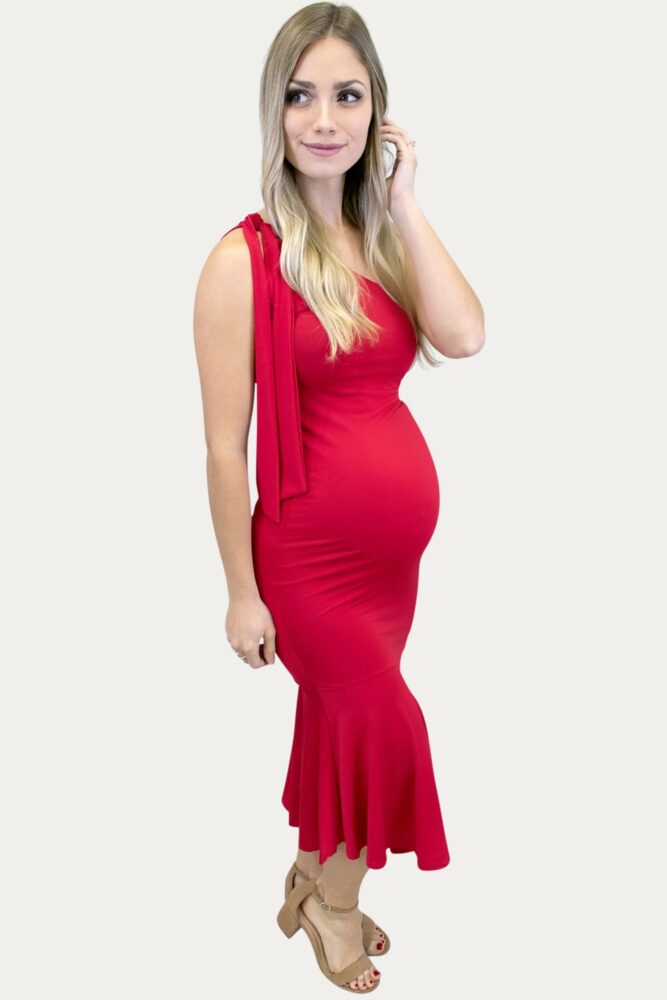 single shoulder maternity dress
