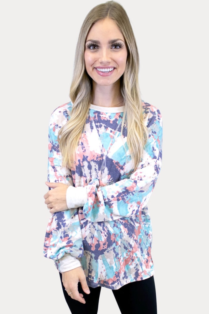 tie dye maternity crew