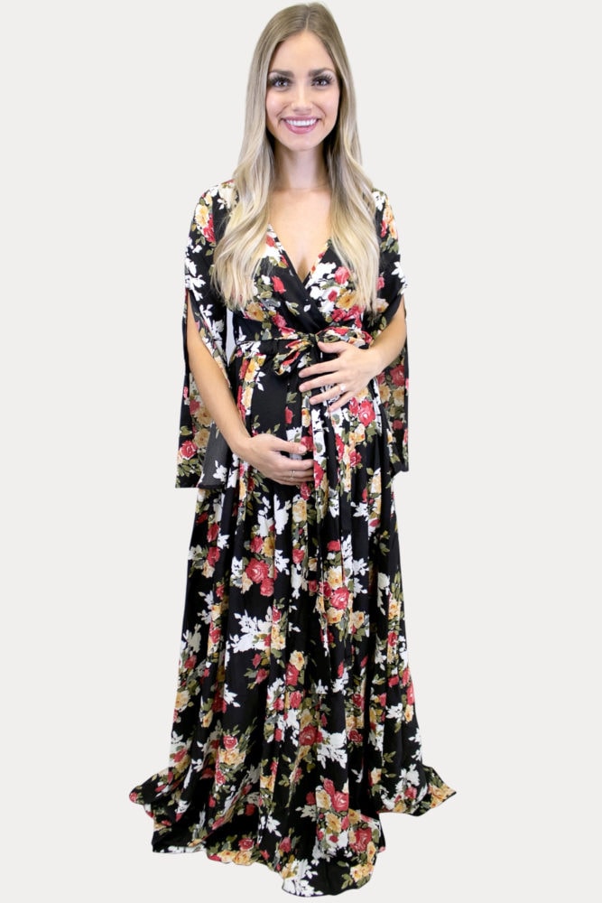 floral v-neck maternity maxi