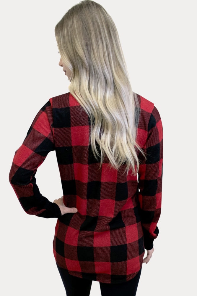 buffalo plaid pregnancy top