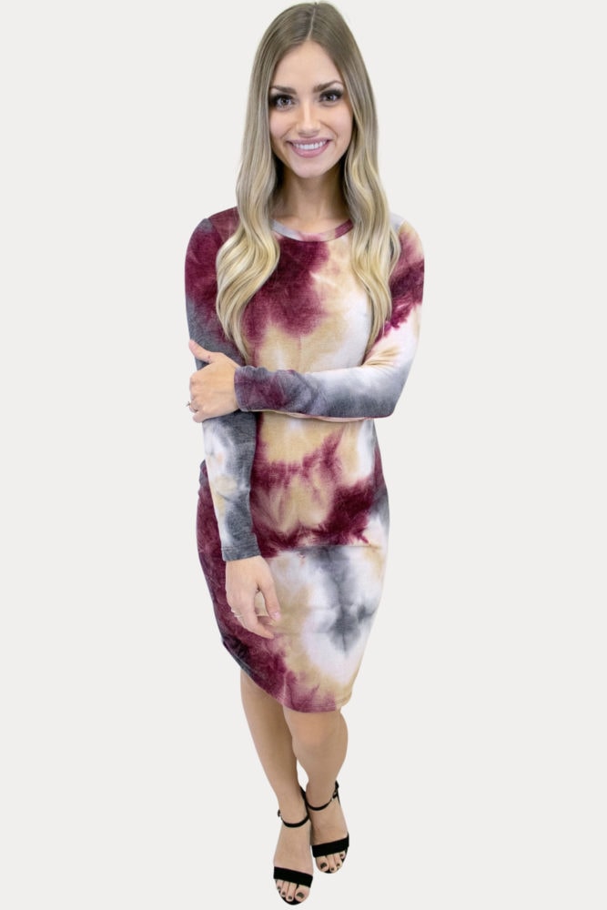 cozy tie dye maternity dress