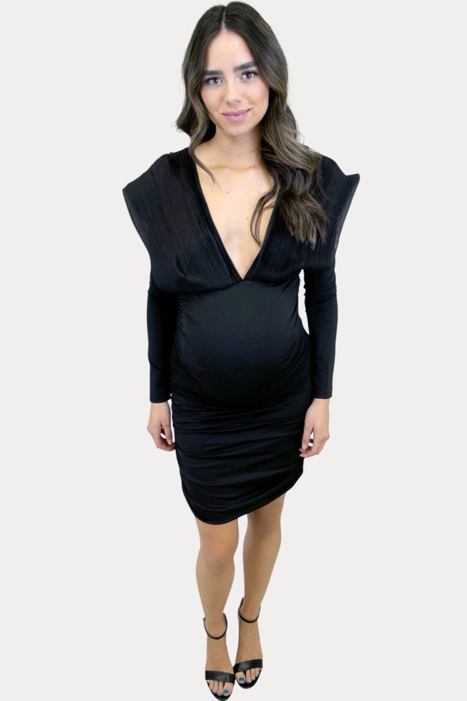 deep v-neck maternity dress