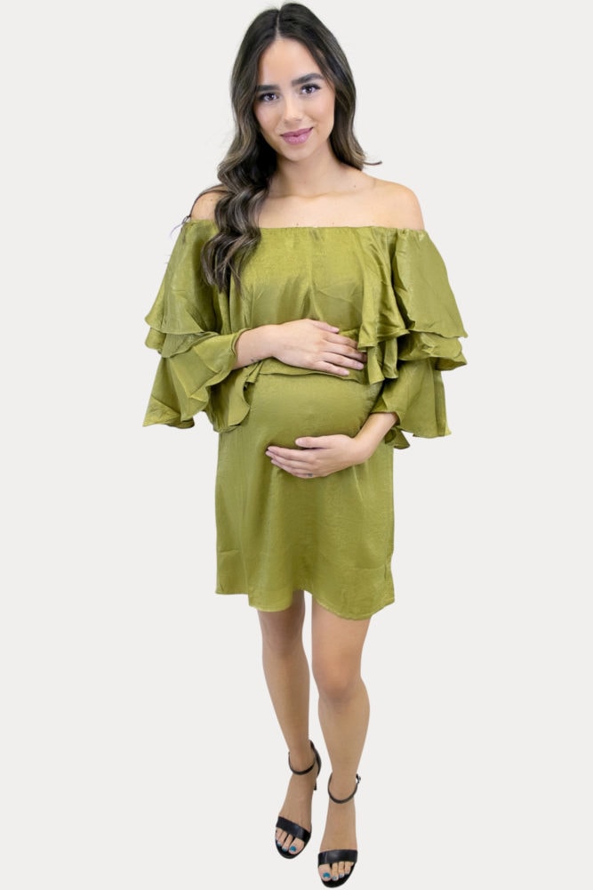 metallic maternity dress