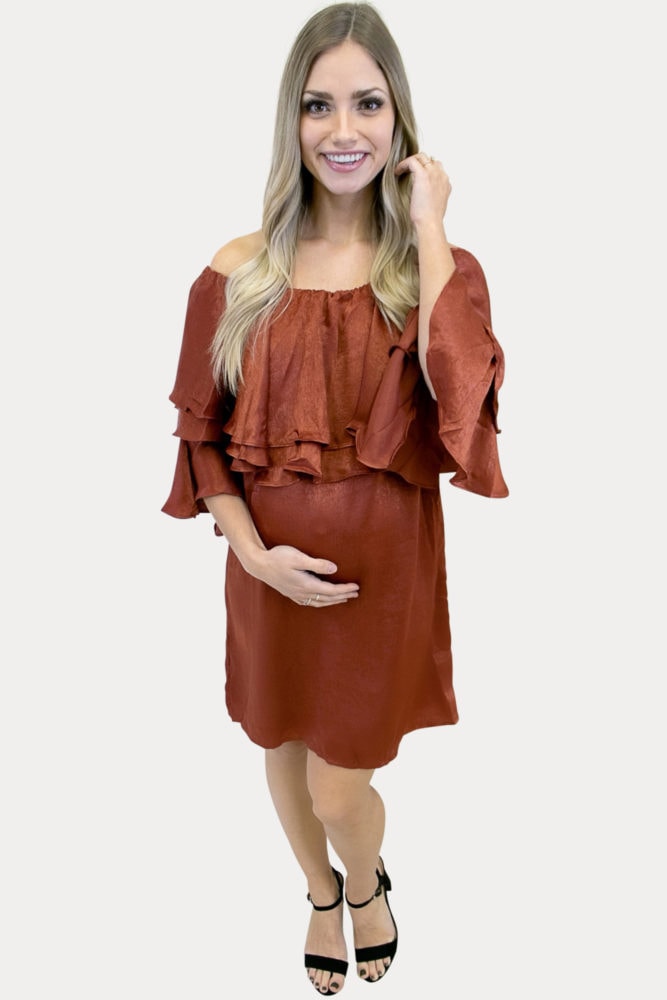 multi ruffle maternity dress