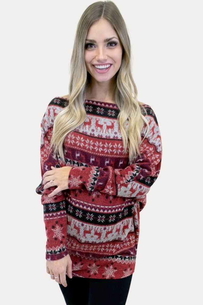 off the shoulder holiday maternity top