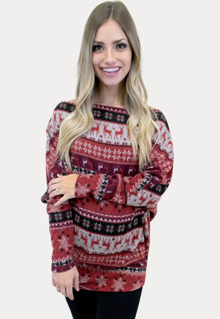 off the shoulder holiday maternity top