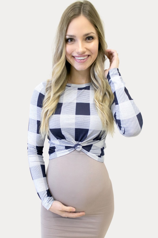 plaid pregnancy crop top