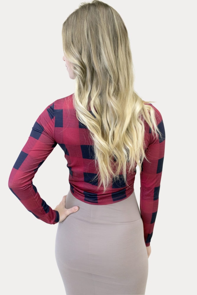 plaid maternity crop top