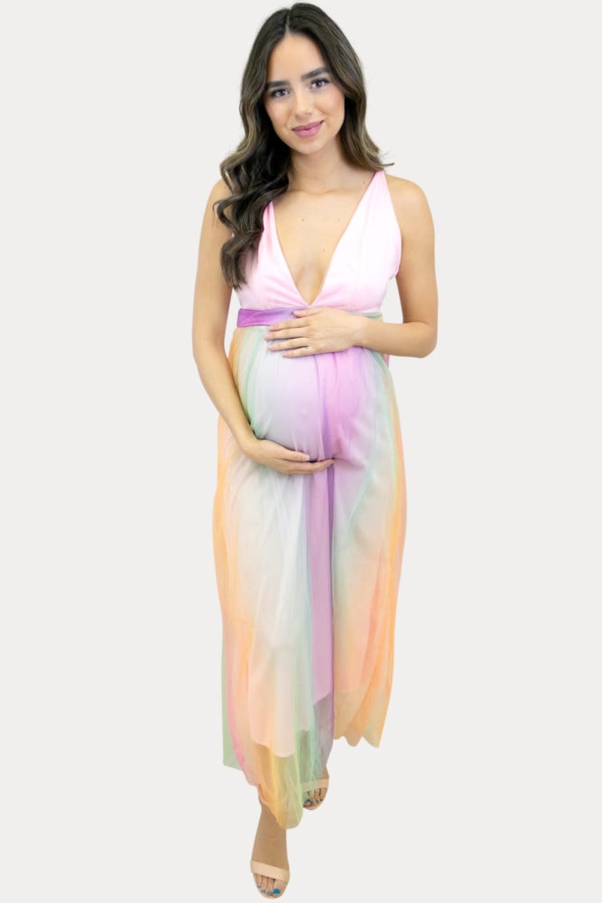 rainbow pregnancy gown