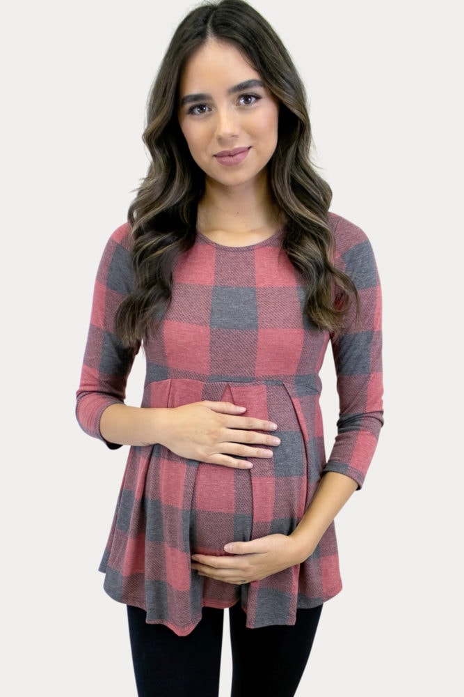 buffalo plaid maternity tunic
