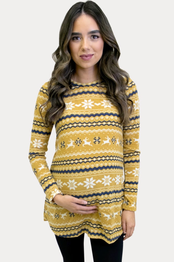 winter print maternity tunic