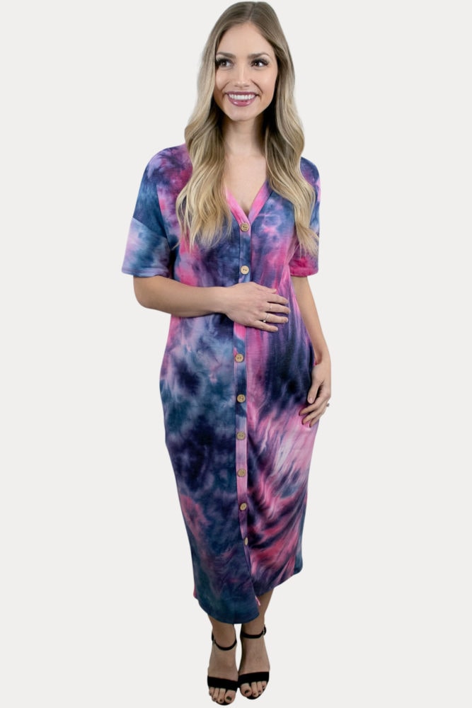 gender reveal maternity midi dress