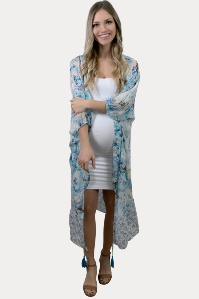 lightweight floral pregnancy kimono