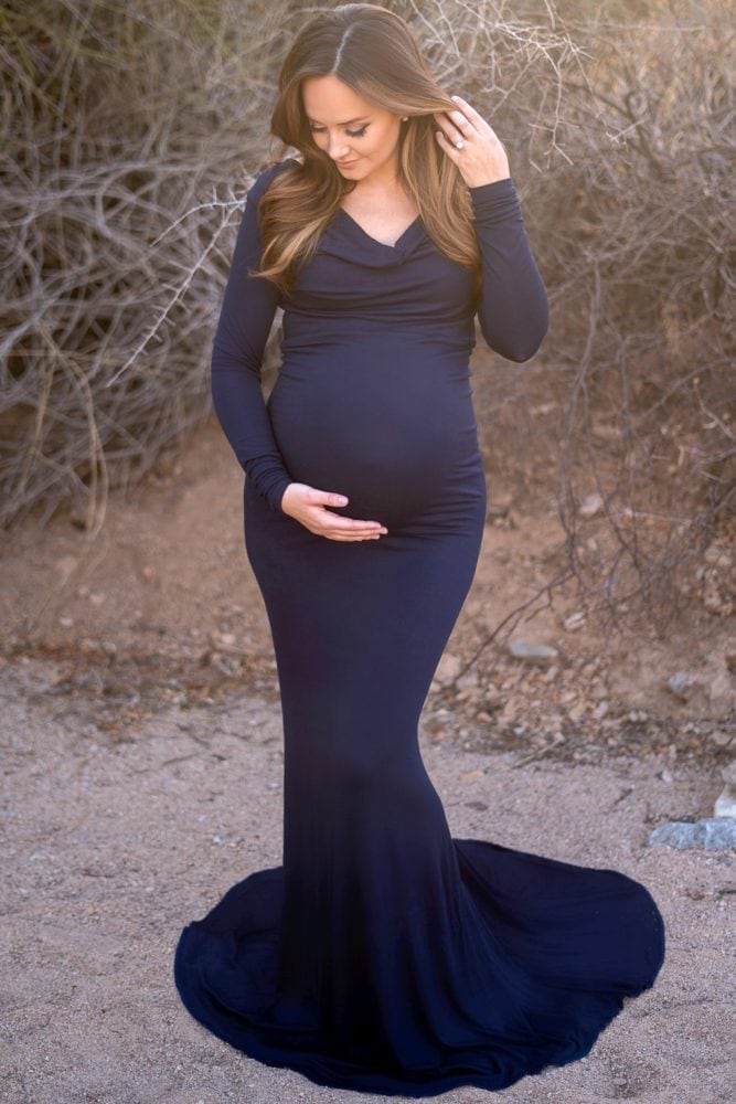 cowl neck pregnancy gown