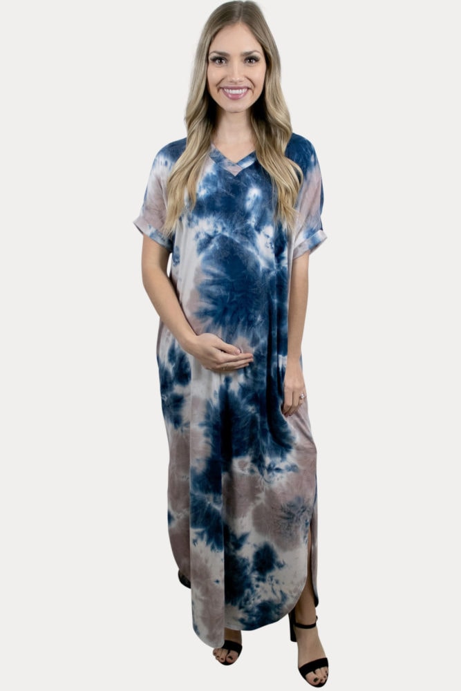 tie dye pregnancy maxi