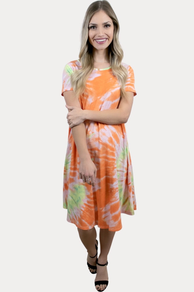 orange tie dye maternity dress