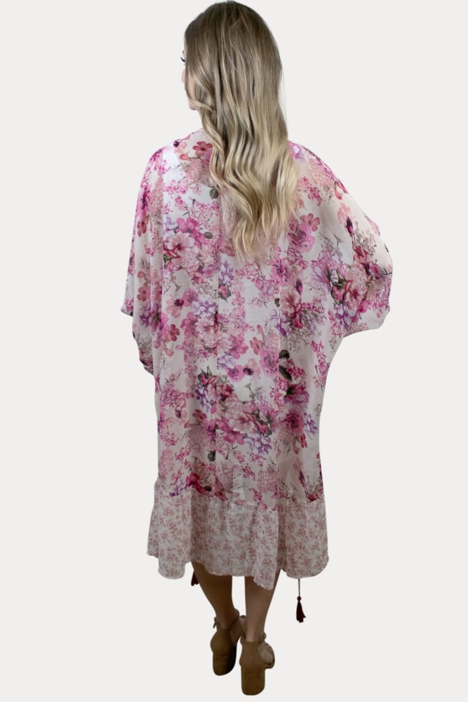 pink floral maternity cardigan
