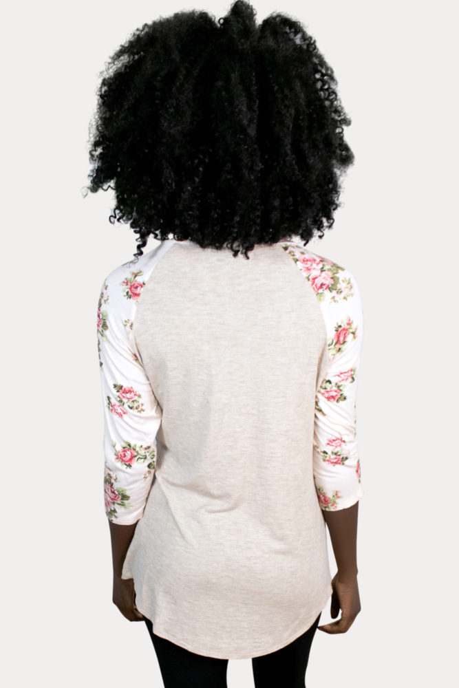 floral pregnancy baseball tee