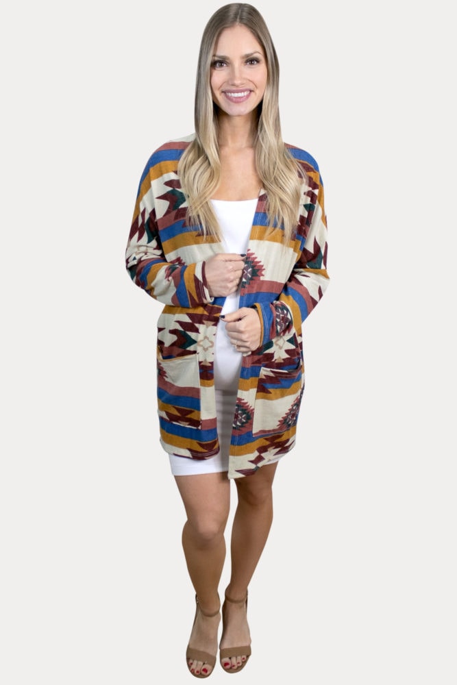 aztec print pregnancy kimono