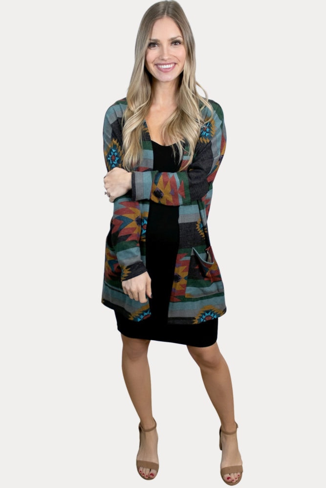 aztec print maternity kimono