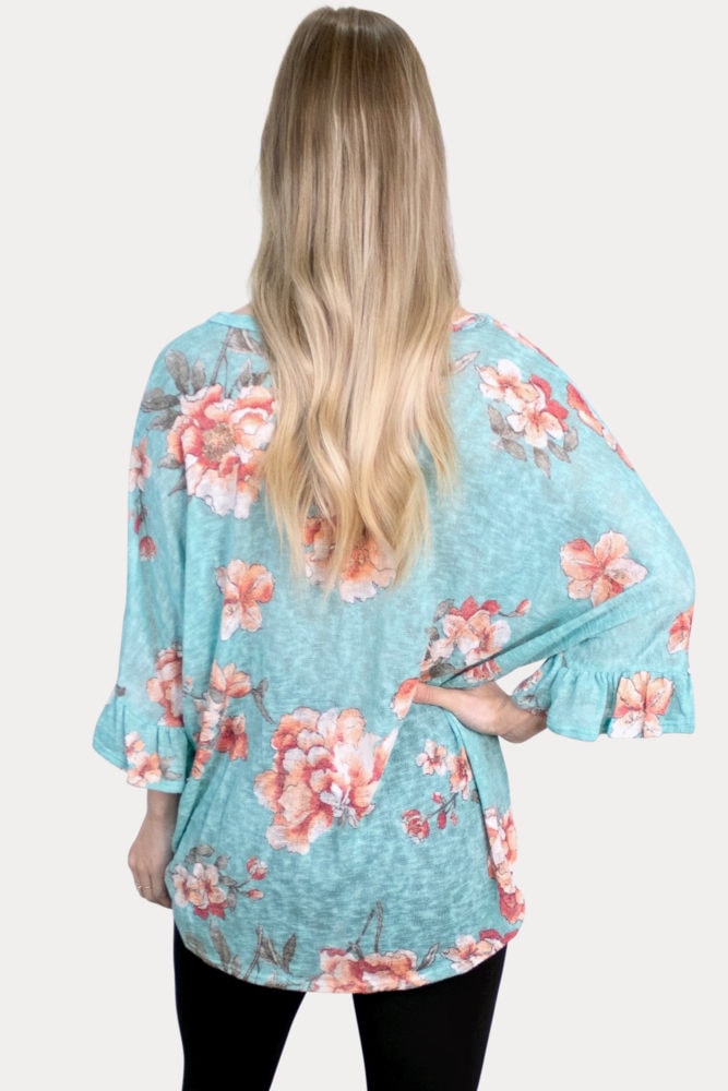 blue floral maternity top
