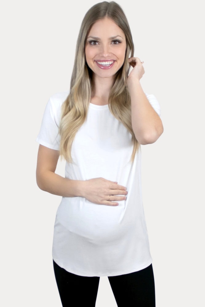 white pregnancy tee