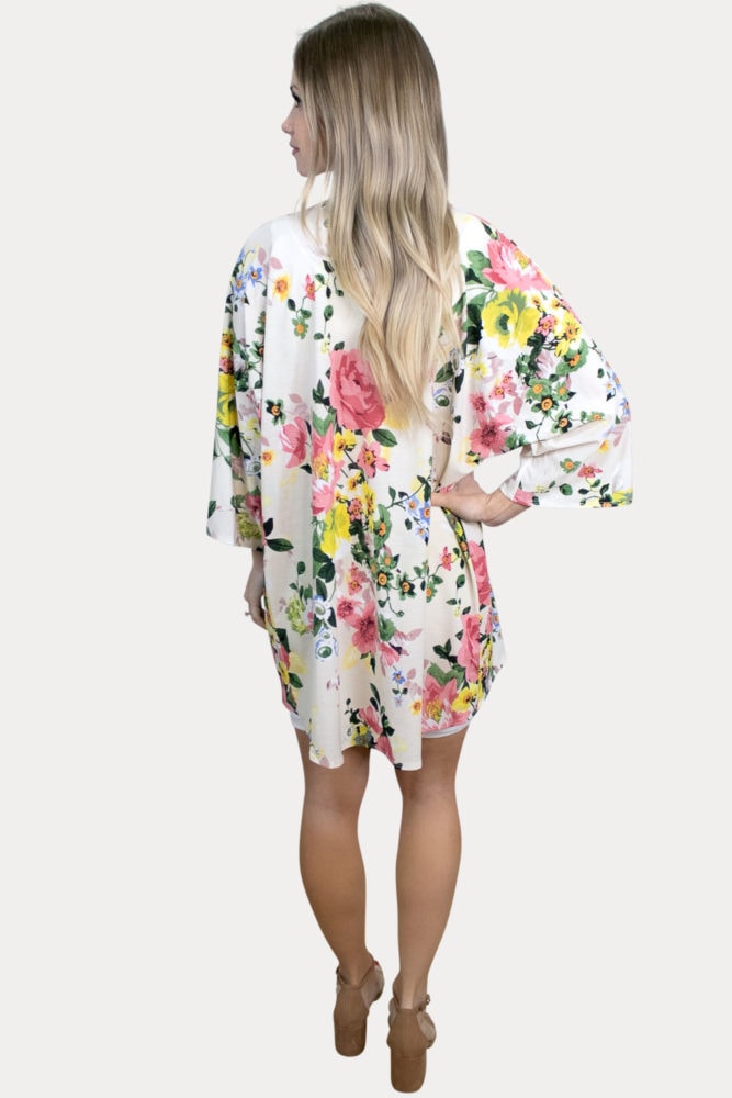 cream floral maternity kimono