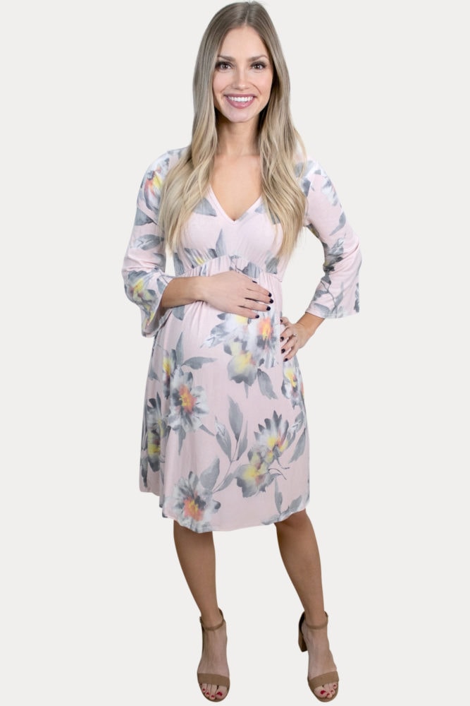 floral v-neck pregnancy dress