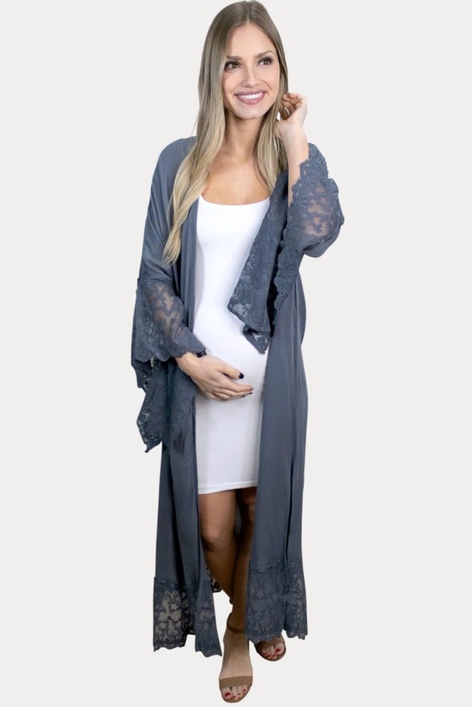 grey maternity duster
