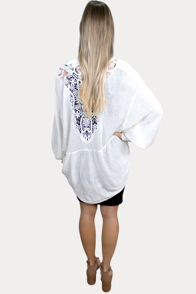 white maternity cardigan