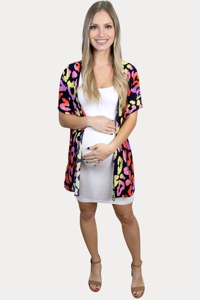 black leopard maternity kimono