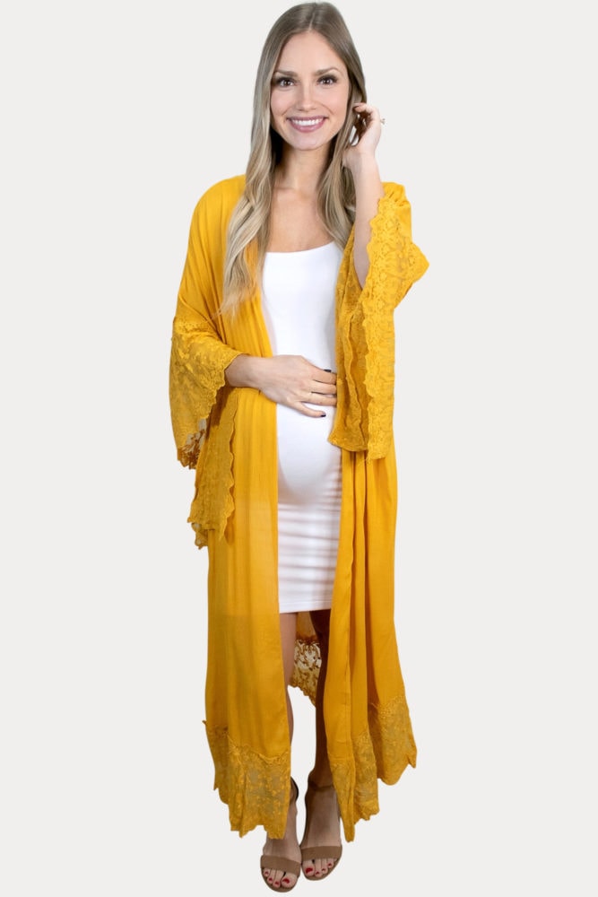 mustard maternity duster